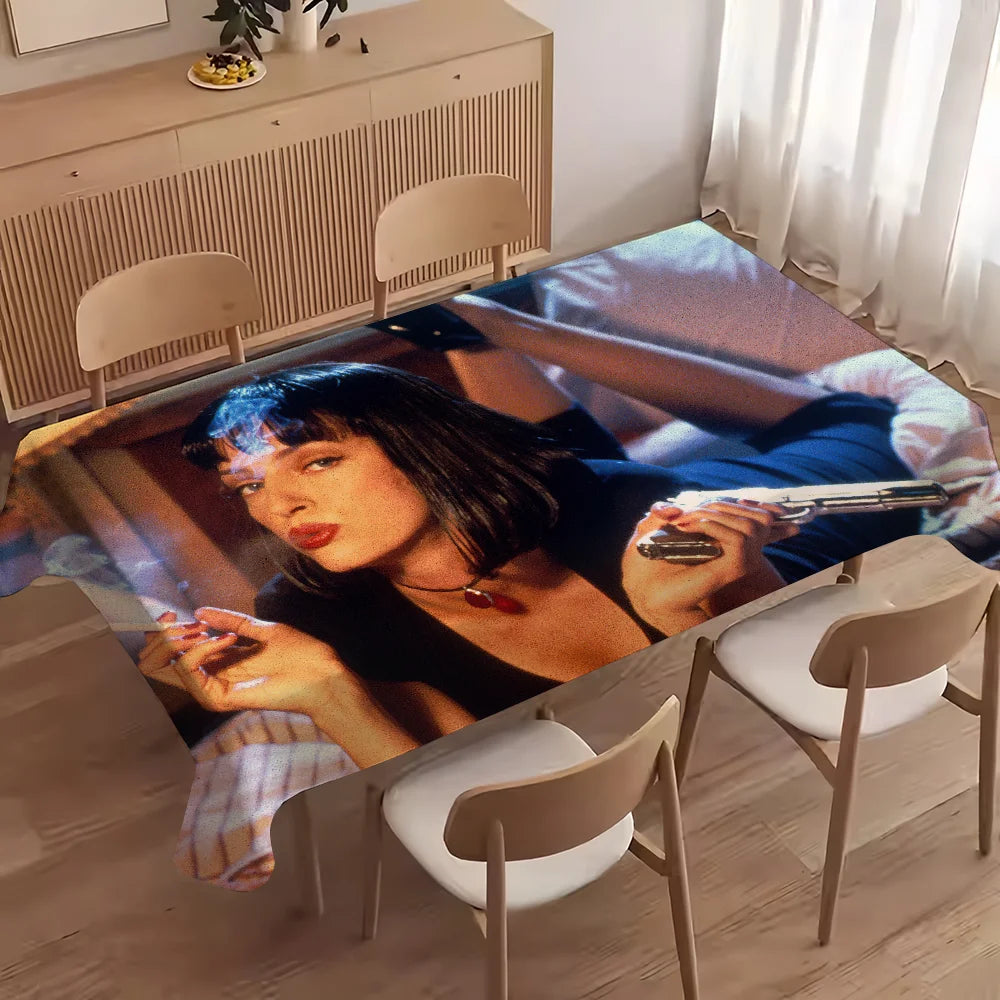 Classic Film Pulp Fiction Table Cloth Indoor Outdoor Waterproof Decoration Rectangular Picnic Tablecloth