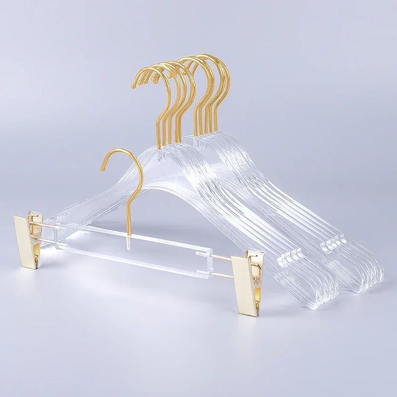 10Pc, Acrylic Coat Hanger Closet Organizer,Anti-slip Clothes Hanger,Transparent Pants Rack for Home Student Dormitory