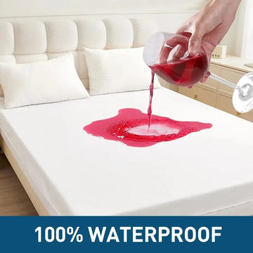 Waterproof Polyester Mattress Protector, Soft Comfortable Breathable Solid Color Bedding Mattress Cover Fitted With Zipper