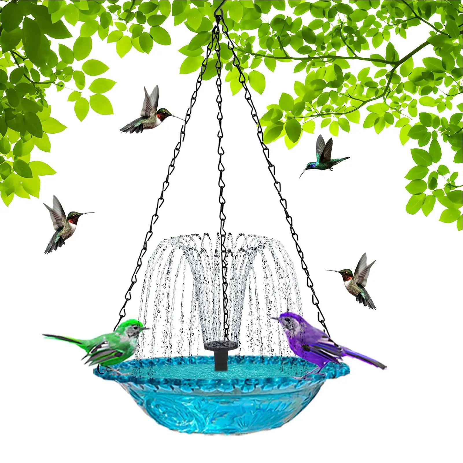 Solar Bird Bath Fountains Solar Powered Hummingbird Bath Bowl Bird Bath Bowl Bird Feeder Garden Hanging Birdbath for Bird Bath