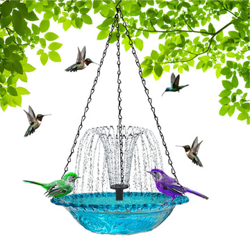 Solar Bird Bath Fountains Solar Powered Hummingbird Bath Bowl Bird Bath Bowl Bird Feeder Garden Hanging Birdbath for Bird Bath