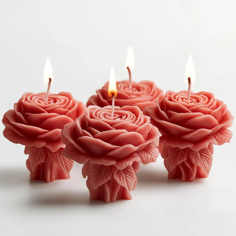 DIY Rose Cylinder Flower Candle Silicone Mold Handmade Rose Pillar Soap Resin Plaster Gypsum Mold Wedding Home Decor