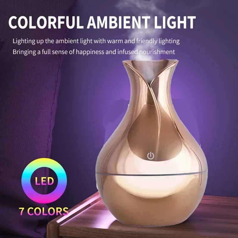 USB Electric Aroma Essential Oil Diffuser Mini Air Home Humidifier Ultrasonic Aroma Diffuser Cool Mist Maker 7 Color Led Light