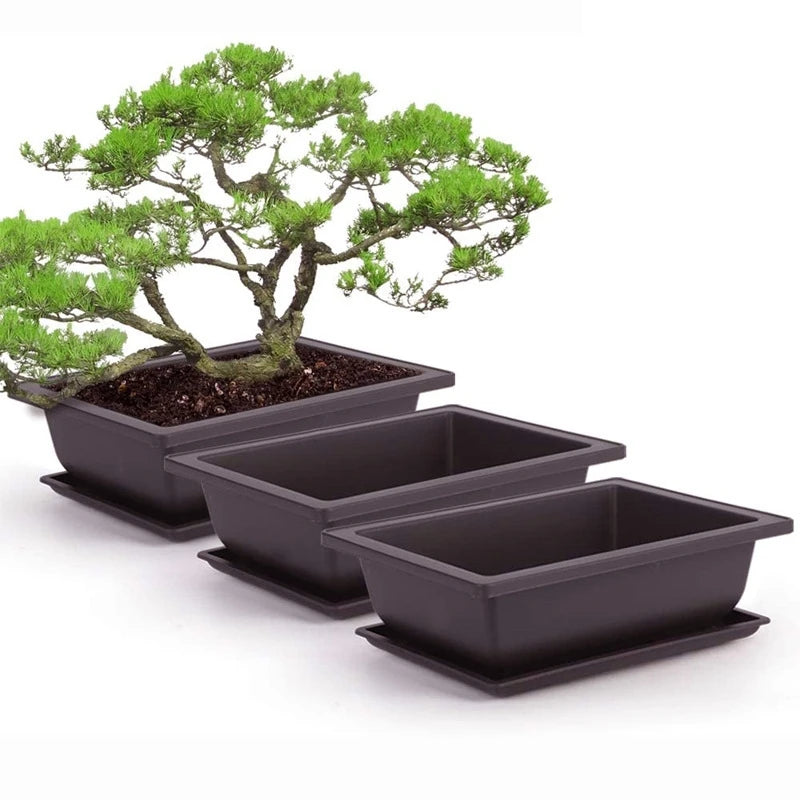 Rectangular Flowerpots Imitation Purple Clay Bonsai Pots Garden Landscape Succulent Plants Pots Garden Yard Planter Pot Trays