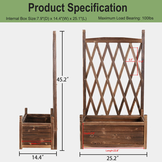 Wooden Outdoor Garden Plant Pot Box Raised Bed for Climbing Plants