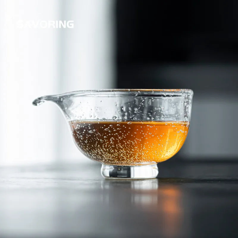 110ml Creative Bubble Glass Tea Pitcher Heat-resistant Crystal Retro Cha Hai Justice Cup Chinese Tea Set Decoration Equipment