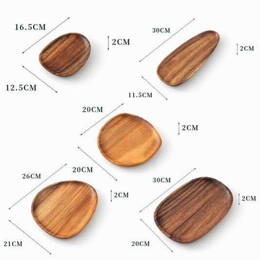 Wooden Bamboo Serving Tray Irregular Oval Fruit Storage Pallet Japanese Dishes Saucer Tea Cup Tray Dessert Pan Tableware Decor