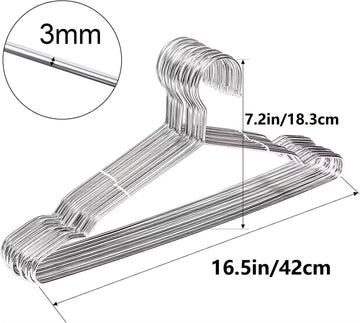 Wire Hangers, Clothes Hangers 10/20/30/40/50 Pack Heavy Duty Stainless Steel Metal Pants Hangers 16.5inch