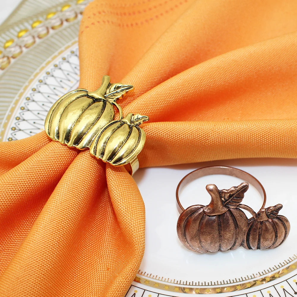 6Pcs Pumpkin Napkin Rings Thanksgiving Halloween Napkin Rings Holders for Dinner Parties Family Gatherings Table Decor HB281