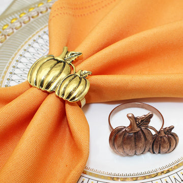 6Pcs Pumpkin Napkin Rings Thanksgiving Halloween Napkin Rings Holders for Dinner Parties Family Gatherings Table Decor HB281