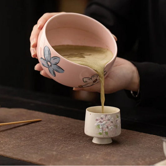 Matcha Tea Set – Sakura Pink Ceramic Bowl with Bamboo Whisk, Spoon & Accessories | NaturalBuiltHome
