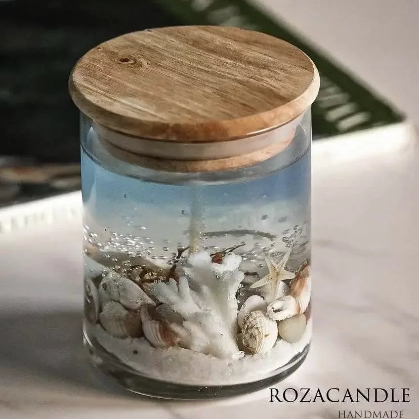 2025 Ins Ocean Shell Glass Candle Cup Handmade Aromatherapy Jelly Wax Crystal Candle Home Decoration Gift for Friends
