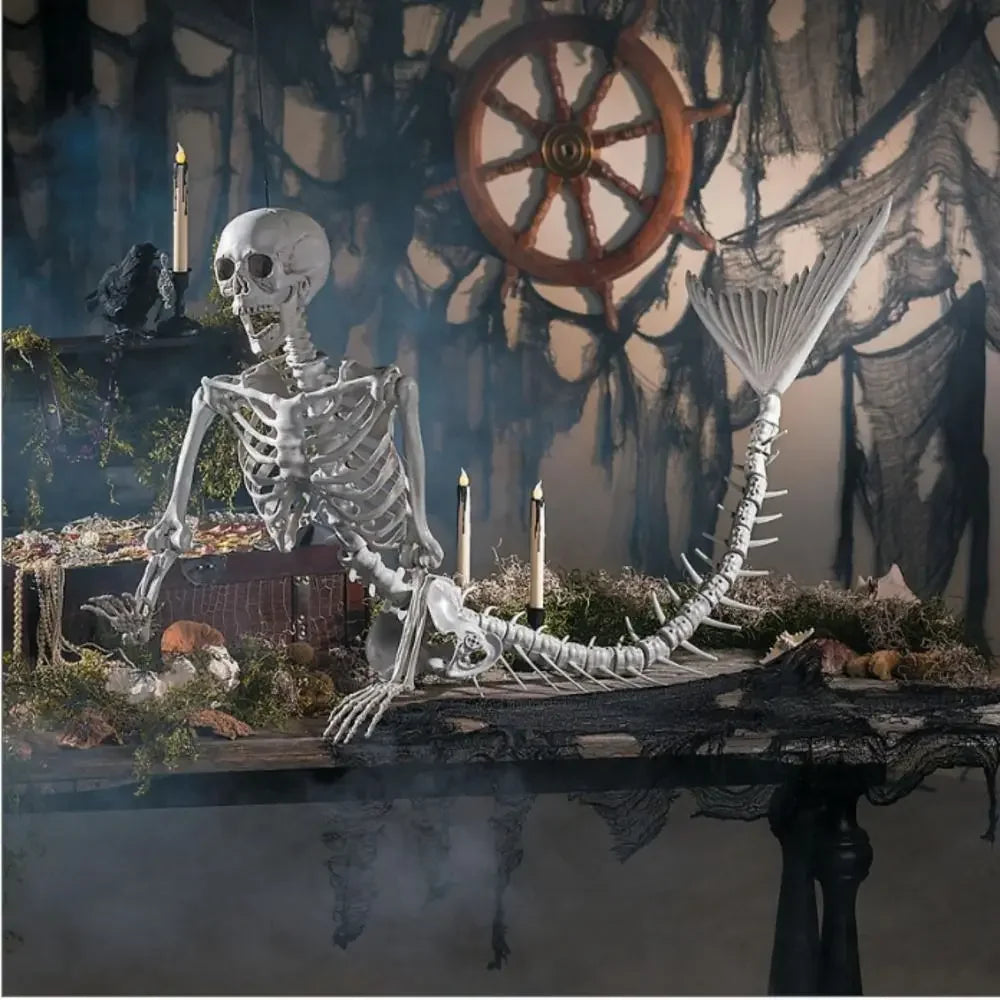 1PCS Skeleton Mermaid Skeleton Portable Plastic Decoration Fish Skeleton Statue  Halloween Fish Skeleton Haunted House