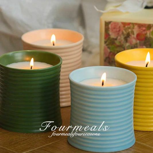 YULONG Tea Scented Candle Monet Garden Jasmine Fig Cedar Sandalwood Citrus Ceramic Cup Aromatherapy Candle Home Decoration Gift