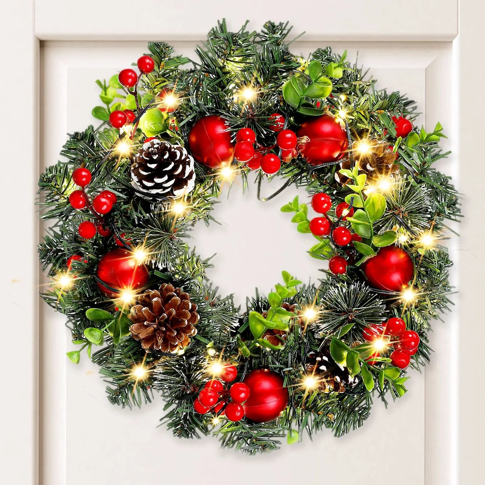 Christmas Wreath with Light Front Door Wreath Wall Decoration Christmas Layout Props