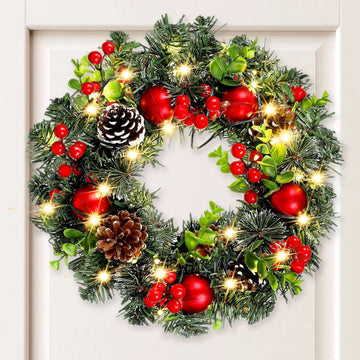 Christmas Wreath with Light Front Door Wreath Wall Decoration Christmas Layout Props