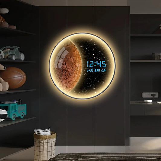 Galaxy LED Digital Wall Clock Modern Luxury Living Room Decor With Starry Night Sky Art Bedroom Dining Room Home Decoration