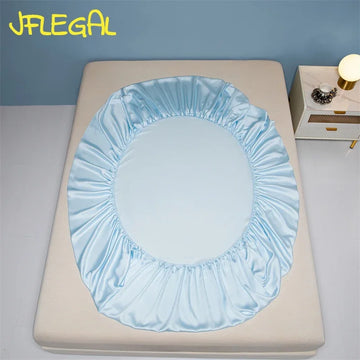 JFLEGAL Tencel Bed Fitted Sheet Light Luxury Lyocell Fiber Solid Mattress Protector Bed Cover Dustproof Summer Cool Bed Sheet