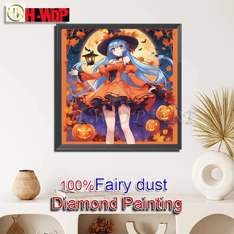 100% Fairy Dust 5D Diamond Painting Full Square Diamond Embroidery Halloween Gem Cross Stitch AB Diamond Art Crystal Home Decor