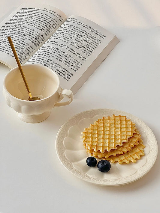 Dish Exquisite Cup And Plate Female High Beauty Afternoon Tea mugs Ceramic Solid Coffee Cup Saucer Set Home Use Tableware
