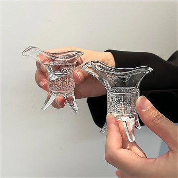 6pcs Sets Chinese Style Wine Glass 10ml/20ml/30ml Ancient Imperial Wine Glass Three Legged Glass Cup Party Creative Spirits Cup