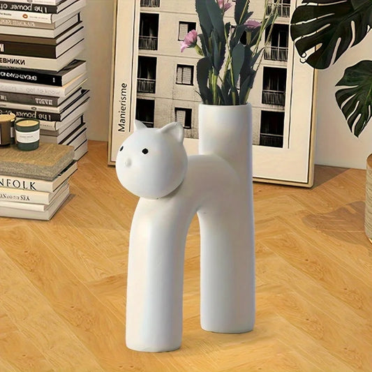Cat resin vase ins ornament desktop living room bedroom dining table foyer decoration cartoon gift