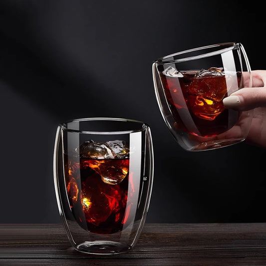 225ml/320ml Double Wall Glass Cup Heat-resistant Water Bottle Modern Transparent Coffee Cup Mocha Latte Mugs Milk Tea Juice Cups