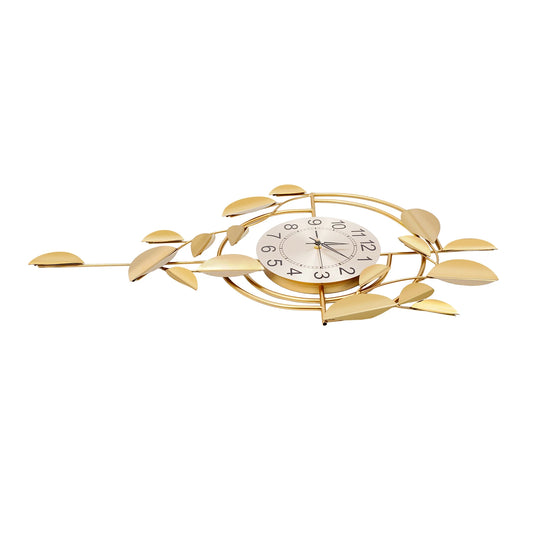 Modern Decorative Wall Clock Wall Clock 75*44cm Gold Metal Art Clock Hanging Wall Decor Clock for Bedroom Office Indoor