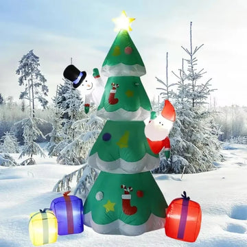 7FT Christmas Tree Inflatable Decoration Toys Snowman Santa Claus Model With LED Lights Outdoor Festival Party Xmas Decor