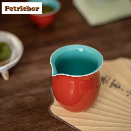 245ml Palace Museum Red Perfect Tea Pitcher Divide Tea Cha Hai Dispenser Justice Cup Fair Mug Chinese Tea Set Accessories Craft