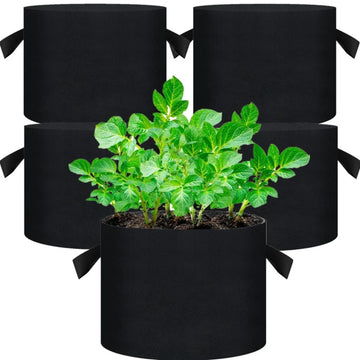 5/10Pack Vegetable/Flower/Plant Grow Bag 5 Gallon Thickened Non-Woven Grow Bags Aeration Fabric Garden Planter Pot with Handles