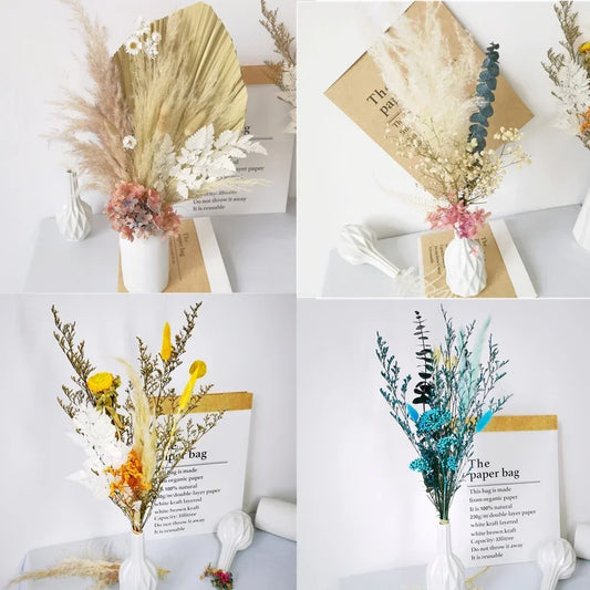 Natural Dried Eucalyptus Leaf Bouquet, Real Branch, Acorn, Pine, Wheat, Cotton, Nordic, Home, Wedding, Party Decoration, DIY