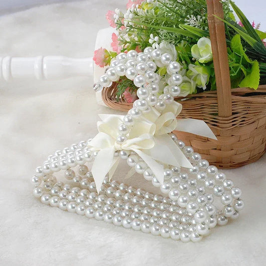 30cm Children's Artificial Pearl Bow Hanger, Baby Hanger, Children's Dress Rack, Pet Dog Storage Organizer Cabinet Supplies