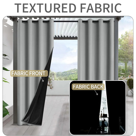 1pc Modern 100% Blackout Curtains, Waterproof Outdoor Curtains for Garden, Patio, Porch, Bedroom, Living Room, Pergola, Cabana