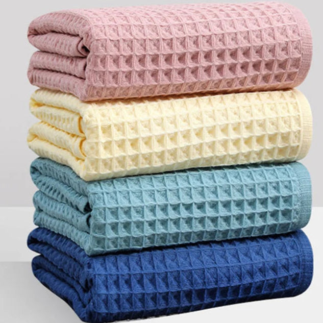 Waffle Cotton Towel Set – Premium Bath & Hand Towels, Ultra Absorbent & Quick-Dry | NaturalBuiltHome