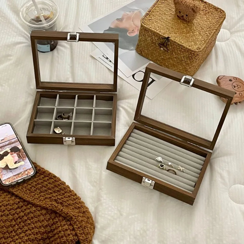 Walnut Wooden Jewelry Box – Elegant Organizer with Compartments for Rings, Earrings & Bracelets | Naturalbuilthome