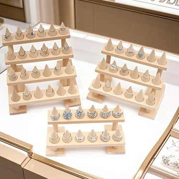 Wooden Ring Display Stand – Cone Holder Organizer for Jewelry Showcase & Storage | Naturalbuilthome